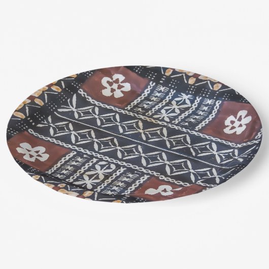 Fiji Tapa Cloth Print Paper Borden Papieren Bordje (Gekanteld)