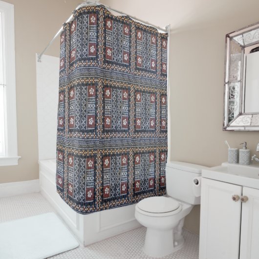 Fiji Tapa Cloth Print Shower Curtain Douchegordijn (In situ)