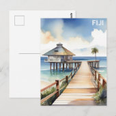 Fiji Tropical Beach Resort Waterverf Briefkaart (Voorkant / Achterkant)