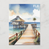 Fiji Tropical Beach Resort Waterverf Briefkaart (Voorkant)