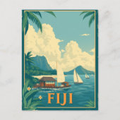 Fiji Tropical Island Beach Retro Briefkaart (Voorkant)