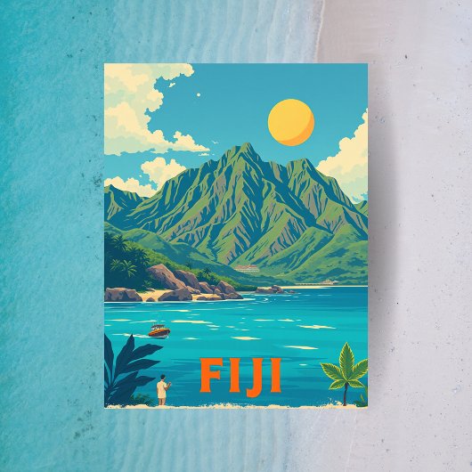 Fiji Tropical Island Beach Travel Art Briefkaart