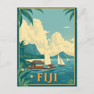 Fiji Tropisch Eiland Strand Retro Briefkaart