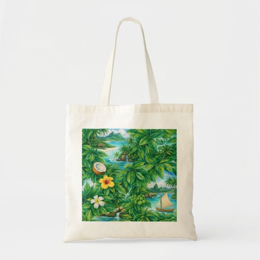 Fiji Tropisch Eiland Waterverf Tote Bag (Voorkant)