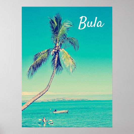 Fiji tropische bulppalmen retro-reisdruk poster (Voorkant)