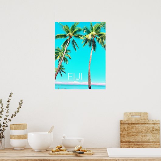Fiji tropische kokokospalmen — reisdruk poster (Keuken)