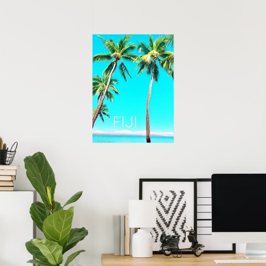 Fiji tropische kokokospalmen — reisdruk poster (Thuiskantoor)
