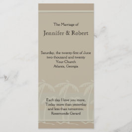 Fiji: Tropische palmbomen in Taupe-trouwprogramma Programmakaart