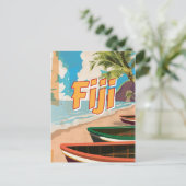 Fiji vintage reisposter briefkaart (Staand voorkant)