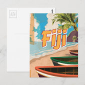 Fiji vintage reisposter briefkaart (Voorkant / Achterkant)
