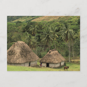 Fiji, Viti Levu, Navala, Traditional Bure houses Briefkaart