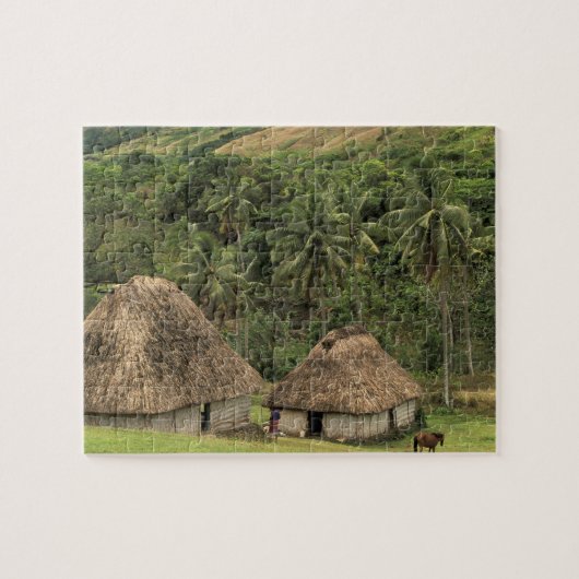 Fiji, Viti Levu, Navala, traditionele Bure-huizen Legpuzzel (Horizontaal)