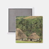 Fiji, Viti Levu, Navala, traditionele Bure-huizen Magneet (Voorkant / Achterkant)