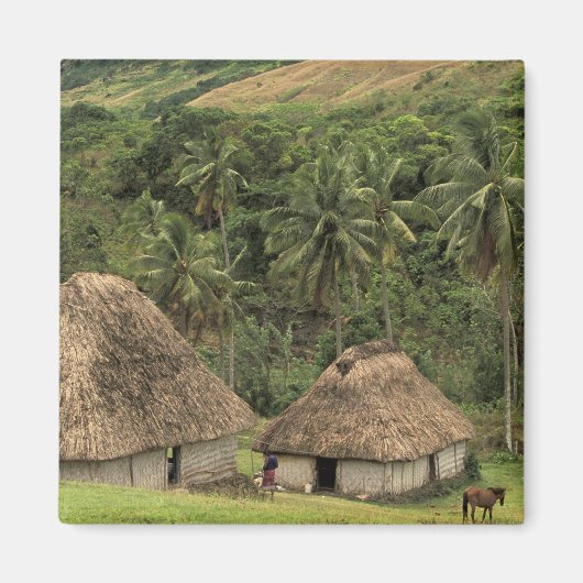Fiji, Viti Levu, Navala, traditionele Bure-huizen Magneet (Voorkant)