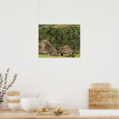 Fiji, Viti Levu, Navala, traditionele Bure-huizen Poster (Keuken)