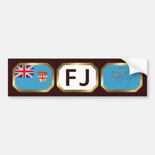 Fiji Vlag Kaart Code Bumpersticker (Voorkant)
