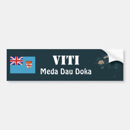 Fiji Vlag + Landkaart Bumpersticker (Voorkant)