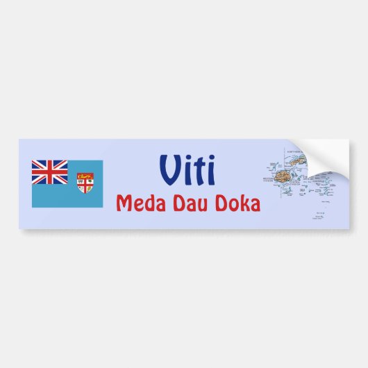 Fiji Vlag + Landkaart Bumpersticker (Voorkant)