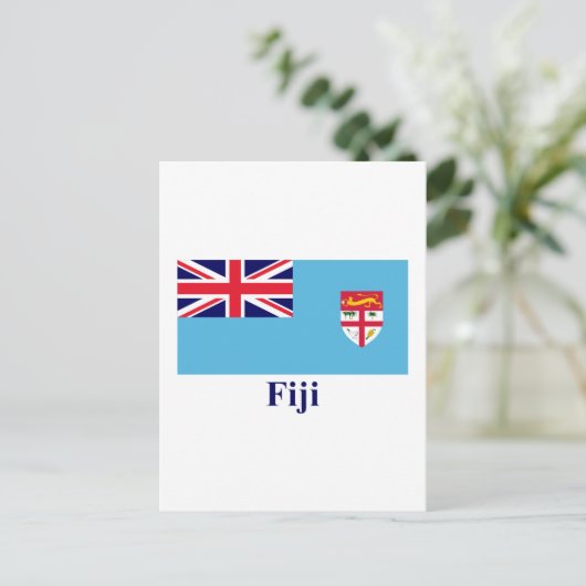 Fiji-vlag met naam briefkaart (Staand voorkant)