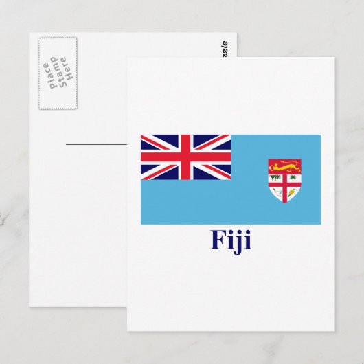 Fiji-vlag met naam briefkaart (Voorkant / Achterkant)