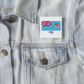 Fiji-vlag met naam vierkante button 5,1 cm (In situ)