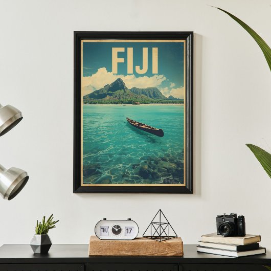 Fiji-wateren – Retro-oceaanvluchtreis Poster