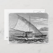 Fijiaanse dubbelkanoe uit de geschiedenis van briefkaart (Voorkant / Achterkant)