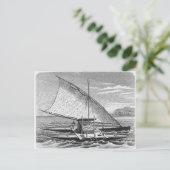 Fijiaanse dubbelkanoe uit de geschiedenis van briefkaart (Staand voorkant)