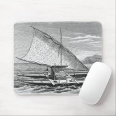 Fijiaanse dubbelkanoe uit de geschiedenis van muismat (Met muis)