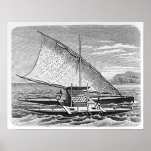 Fijiaanse dubbelkanoe uit de geschiedenis van poster