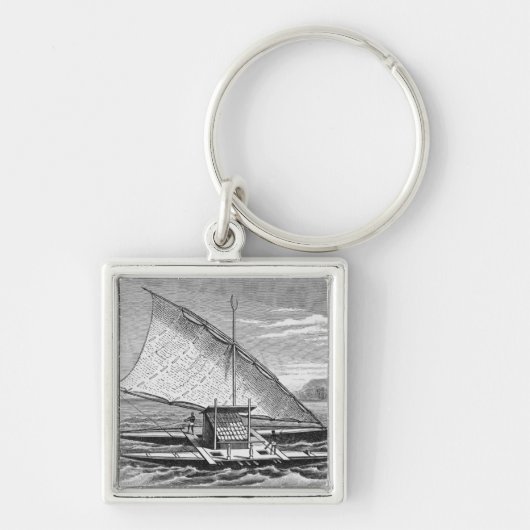 Fijiaanse dubbelkanoe uit de geschiedenis van sleutelhanger (Voorkant)