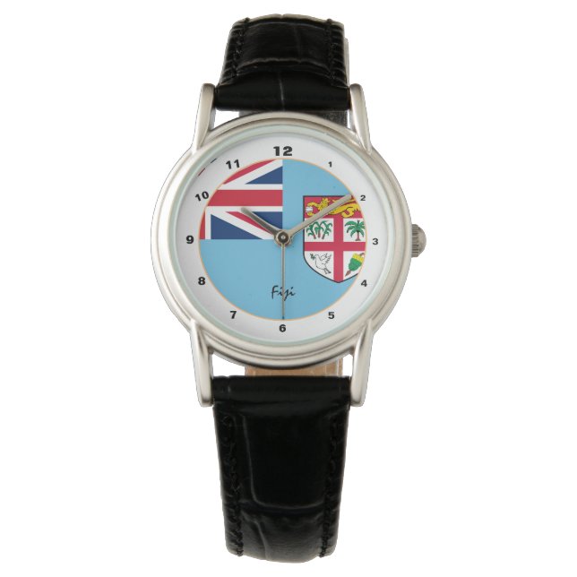 Fijian Flag & Fiji trendy mode / design horloge (Voorkant)