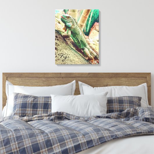 Fijian Iguana lizard reptile Canvas Afdruk (Insitu (Slaapkamer))
