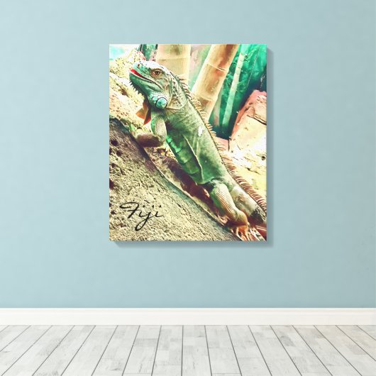 Fijian Iguana lizard reptile Canvas Afdruk (Insitu (Houten vloer))