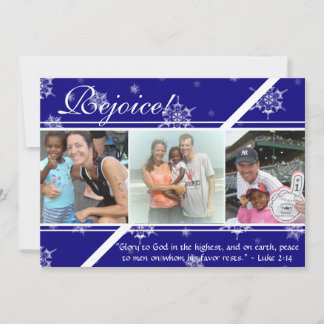 Fijn! 2 Sided Blue Snowflake-fotokaart Feestdagenkaart