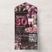 Fijn als wijn 30e verjaardag RSVP QR code All In One Uitnodiging (Binnen)