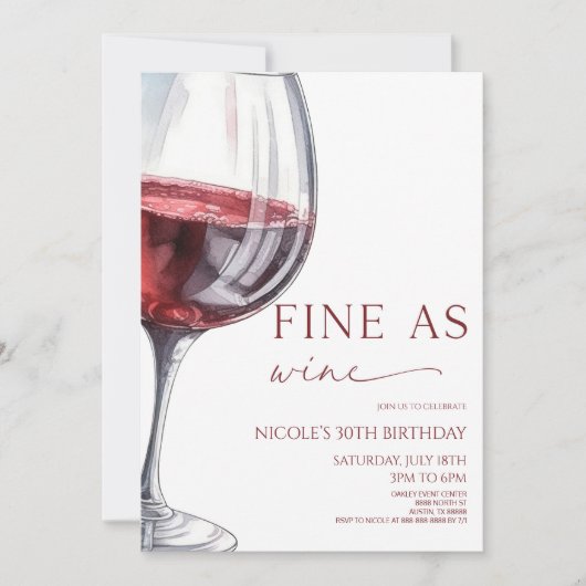 Fijn als wijn elegante rode wijn verjaardagsfeestj kaart (Voorkant)