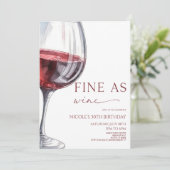 Fijn als wijn elegante rode wijn verjaardagsfeestj kaart (Staand voorkant)