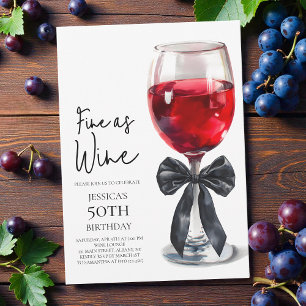 Fijn als wijn Elegante Zwarte Strik 50ste Verjaard Kaart