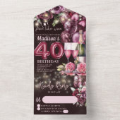 Fijn als wijn luxe 40e verjaardag RSVP All In One Uitnodiging (Binnen)