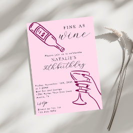 Fijn als wijn thema Hand getrokken verjaardagsfees Kaart