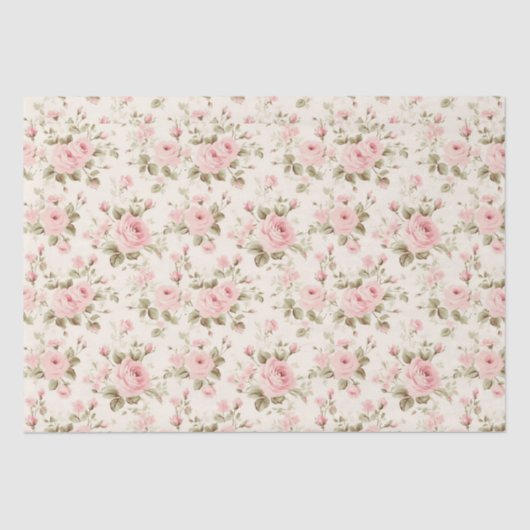 Fijn Antiek | Zachte pastel roze roos decoupage Tissuepapier (Voorkant)