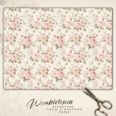 Fijn Antiek | Zachte pastel roze roos decoupage Tissuepapier