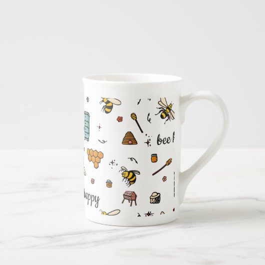 Fijn bijen woord kunst porselein kop (Rechts)