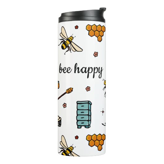 Fijn bijen woord kunst thermosbeker (Gedraaid links)