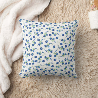 Fijn blauw roos bloemen waterverf patroon kussen