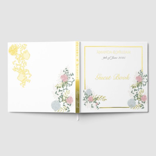 Fijn bloeiende bruiloft Guest Book met goud Gastenboek (Volledig)