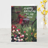 FIJN DAT WE DE VERJAARDAG DELEN MET ONZE TWEELINGZ KAART (Gele Bloem)