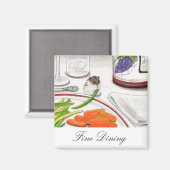 Fijn dineren Hamster Art Wijn van Bihrle Magneet (Voorkant / Achterkant)