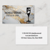 Fijn dineren Logo | Goud wit marmer Visitekaartje (Voorkant / Achterkant)